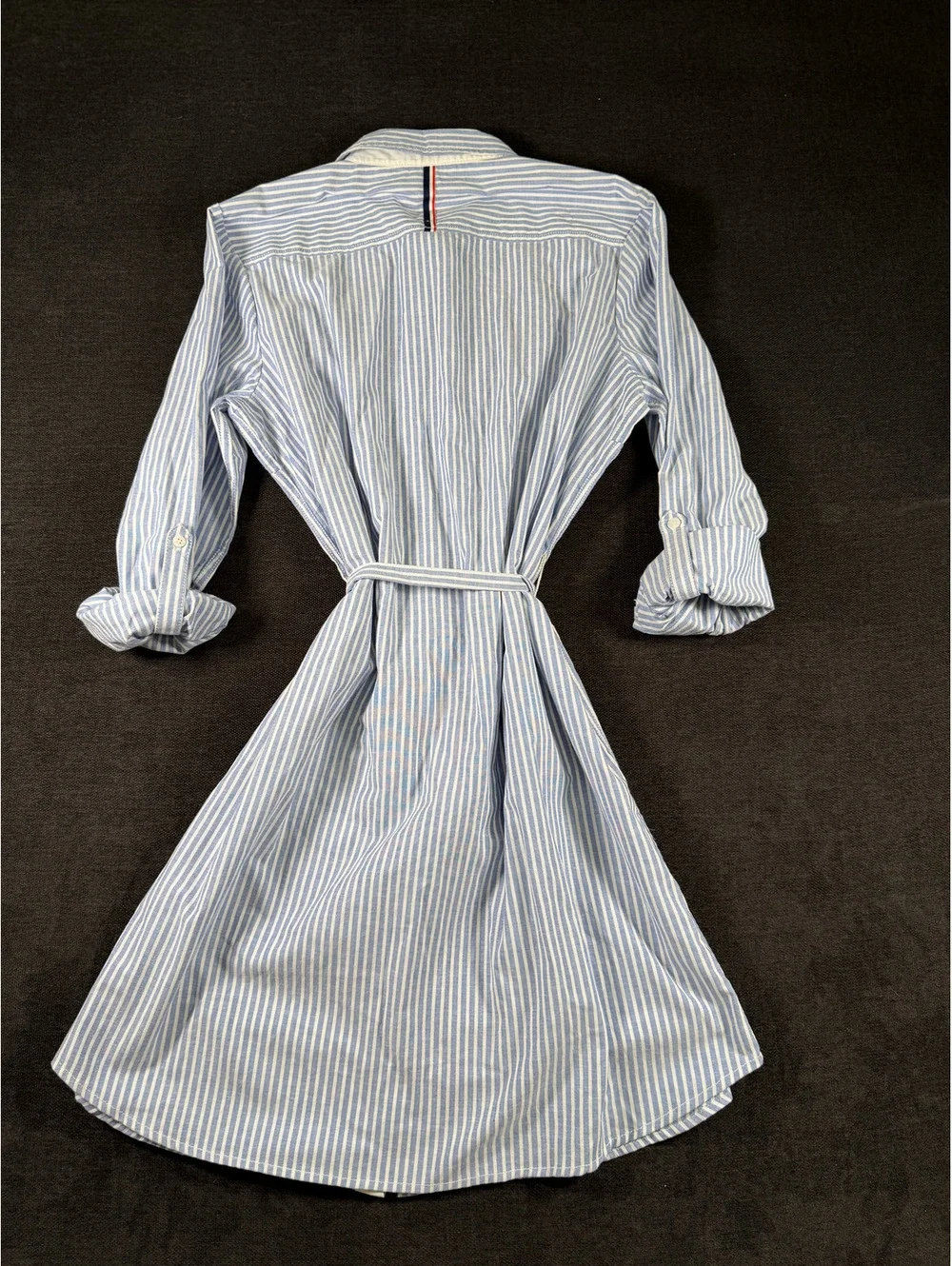 U.S. Polo Assn. XL Blue and White Striped Shirt Dress with Tie Waist